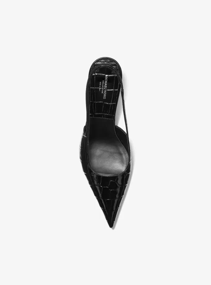 Emma Slingback-Pumps aus Leder mit Krokodilprägung Emma Slingback-Pumps aus Leder mit Krokodilprägung