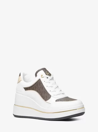 Emmy Signature Logo und Leder-Keilsohlen-Sneaker