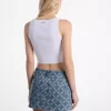 Empire Jeansrock mit Diamantmuster