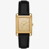 Essex Goldfarbene und mit Krokodilprägung versehene Lederuhr