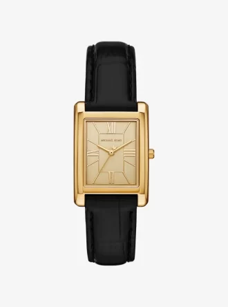 Essex Goldfarbene und mit Krokodilprägung versehene Lederuhr