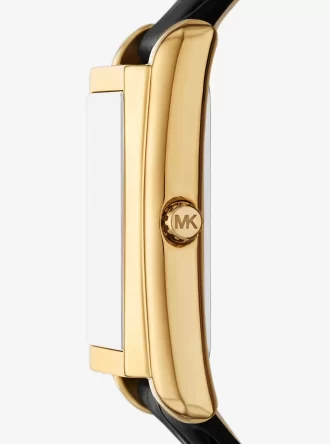 Essex Goldfarbene und mit Krokodilprägung versehene Lederuhr