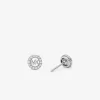 Fulton Ohrstecker mit Logo-Anhänger aus edelmetallplattiertem Sterlingsilber im Pavé-Stil