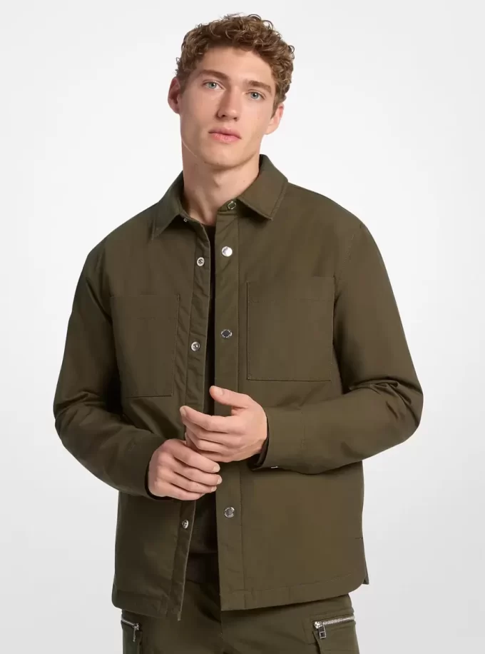 Gefütterte Hemdjacke aus Stretch-Baumwolle