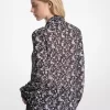 Georgette-Bluse mit Blumenmuster und Bindekragen