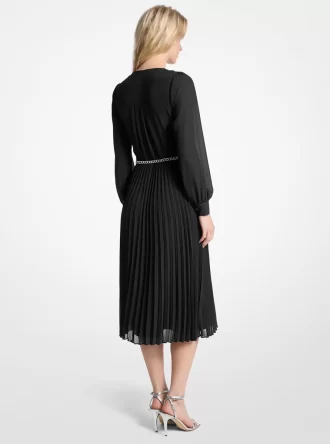 Georgette-Hemdkleid mit Gürtel und Falten