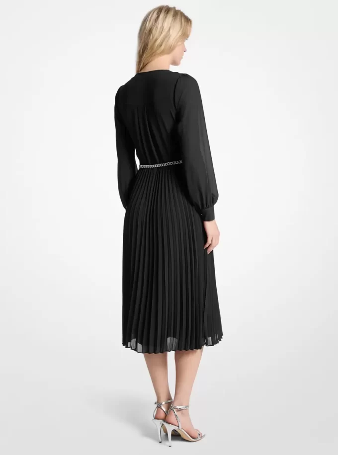 Georgette-Hemdkleid mit Gürtel und Falten
