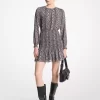 Georgette-Kleid mit Schlangenmuster und Smok-Einsatz