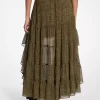 Georgette-Rock mit Paisley-Muster, asymmetrischem Saum und Stufenrock