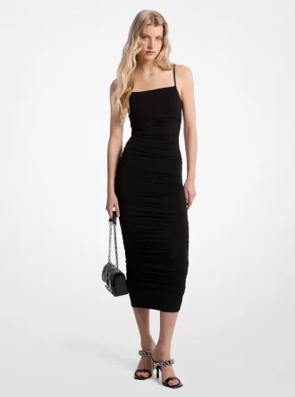 Gerafftes Stretch-Matt-Jersey-Kleid