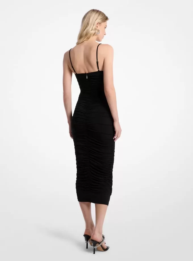 Gerafftes Stretch-Matt-Jersey-Kleid