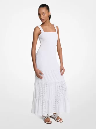 Gerafftes Stufen-Maxikleid