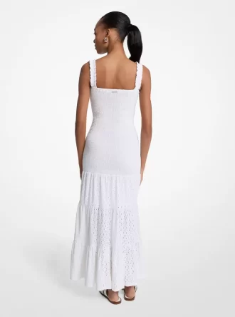 Gerafftes Stufen-Maxikleid