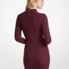 Geripptes Kleid aus Stretchwolle mit Stehkragen Geripptes Kleid aus Stretchwolle mit Stehkragen