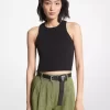 Geripptes, kurzes Tanktop aus recyceltem Viskose-Mix