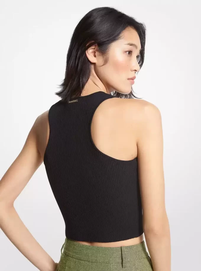 Geripptes, kurzes Tanktop aus recyceltem Viskose-Mix