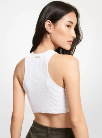Geripptes, kurzes Tanktop aus Stretch-Viskose