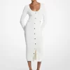 Geripptes Midikleid aus Stretch-Viskose Geripptes Midikleid aus Stretch-Viskose