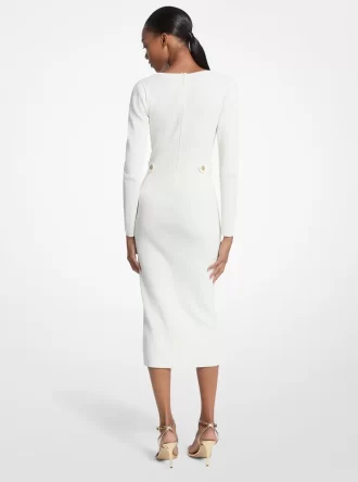 Geripptes Midikleid aus Stretch-Viskose