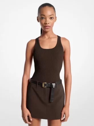 Geripptes Tanktop mit Rundhalsausschnitt