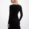 Gerüschtes Stretch-Samtkleid Gerüschtes Stretch-Samtkleid