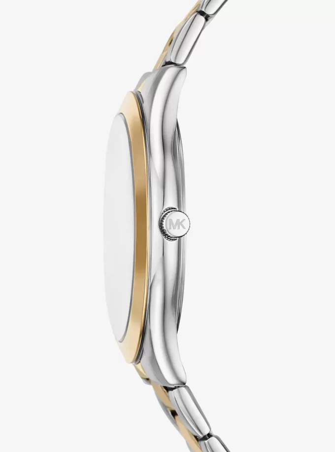 Geschenkset: Übergroße zweifarbige Aspyn-Uhr und Lederkartenetui Geschenkset: Übergroße zweifarbige Aspyn-Uhr und Lederkartenetui