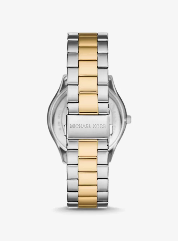 Geschenkset: Übergroße zweifarbige Aspyn-Uhr und Lederkartenetui Geschenkset: Übergroße zweifarbige Aspyn-Uhr und Lederkartenetui