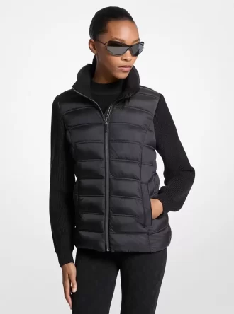 Gesteppte Jacke aus Nylon und Strick Gesteppte Jacke aus Nylon und Strick