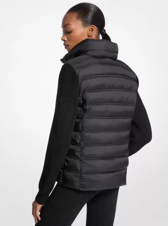 Gesteppte Jacke aus Nylon und Strick Gesteppte Jacke aus Nylon und Strick