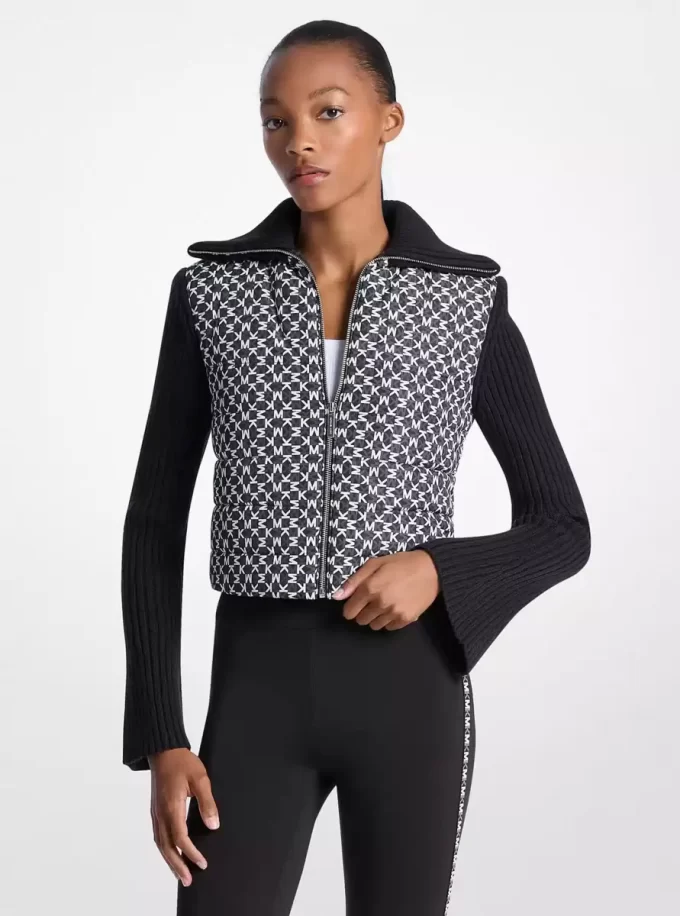 Gesteppte Strickjacke mit Grafiklogo