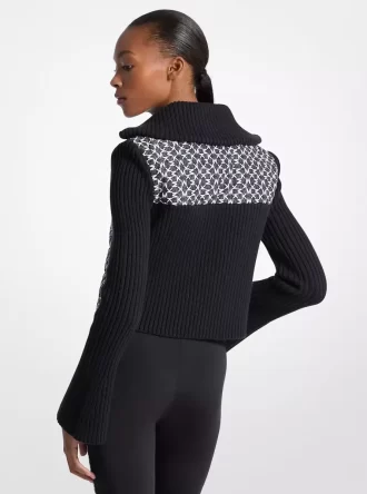 Gesteppte Strickjacke mit Grafiklogo