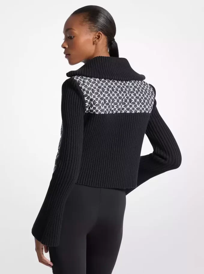 Gesteppte Strickjacke mit Grafiklogo