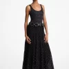 Gesteppter Maxirock aus Georgette mit Nieten Gesteppter Maxirock aus Georgette mit Nieten