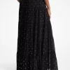 Gesteppter Maxirock aus Georgette mit Nieten Gesteppter Maxirock aus Georgette mit Nieten