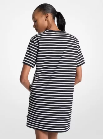Gestreiftes Baumwoll-T-Shirt-Kleid