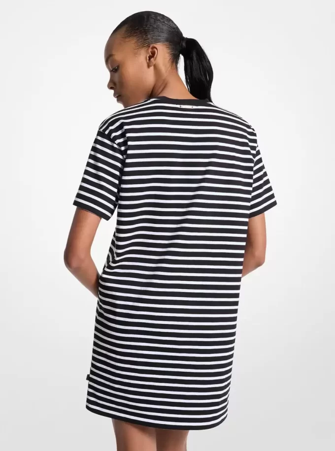 Gestreiftes Baumwoll-T-Shirt-Kleid