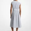 Gestreiftes Midikleid aus Baumwollpopeline mit Gürtel Gestreiftes Midikleid aus Baumwollpopeline mit Gürtel