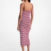 Gestreiftes Midikleid aus Stretch-Viskose-Mischgewebe