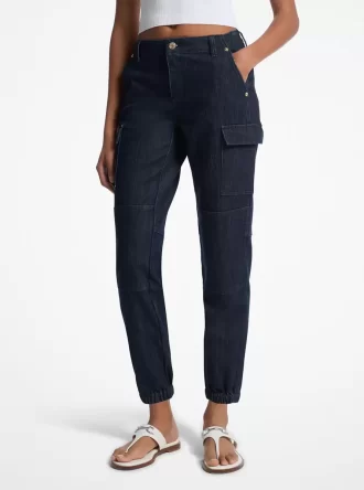 Gewaschene Stretch-Denim-Cargo-Jeans