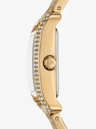 Goldfarbene Mini-Monroe-Pavé-Armbanduhr