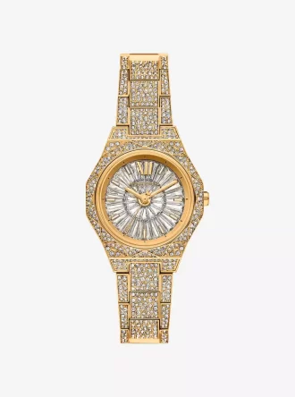 Goldfarbene Mini-Raquel-Pavé-Armbanduhr