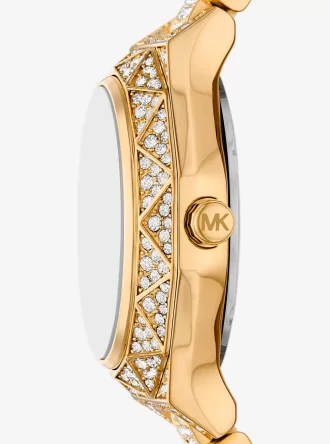 Goldfarbene Mini-Raquel-Pavé-Armbanduhr