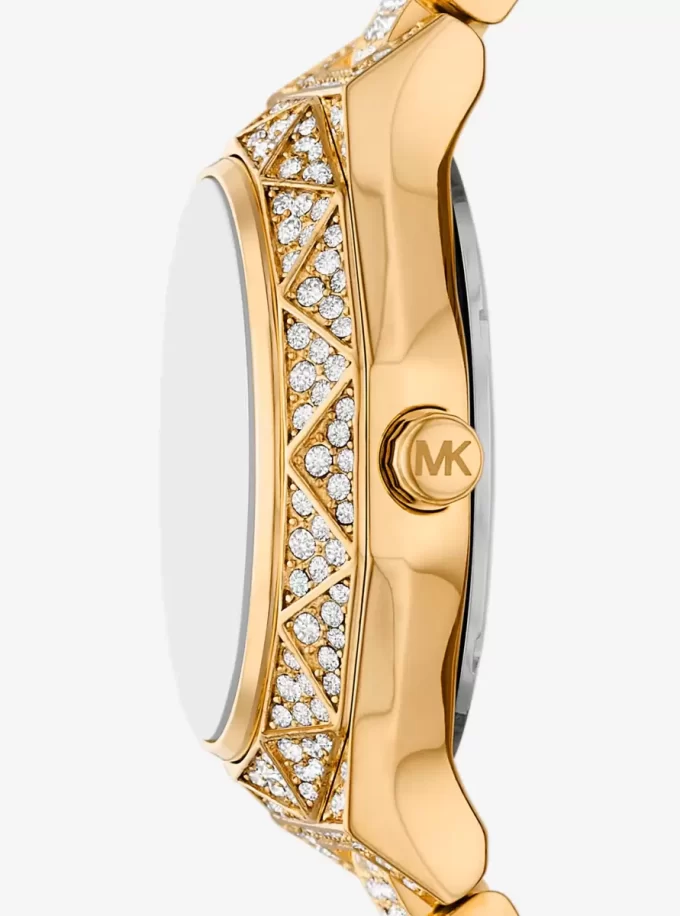 Goldfarbene Mini-Raquel-Pavé-Armbanduhr