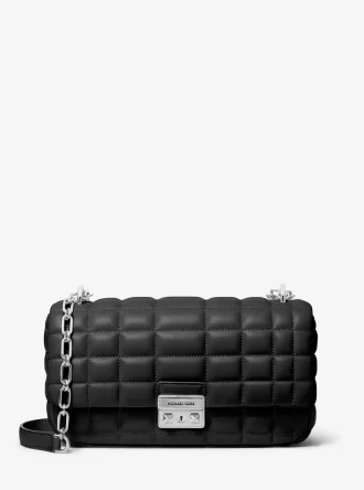 Große gesteppte Leder-Schultertasche Tribeca