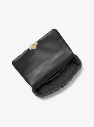 Große gesteppte Leder-Schultertasche Tribeca