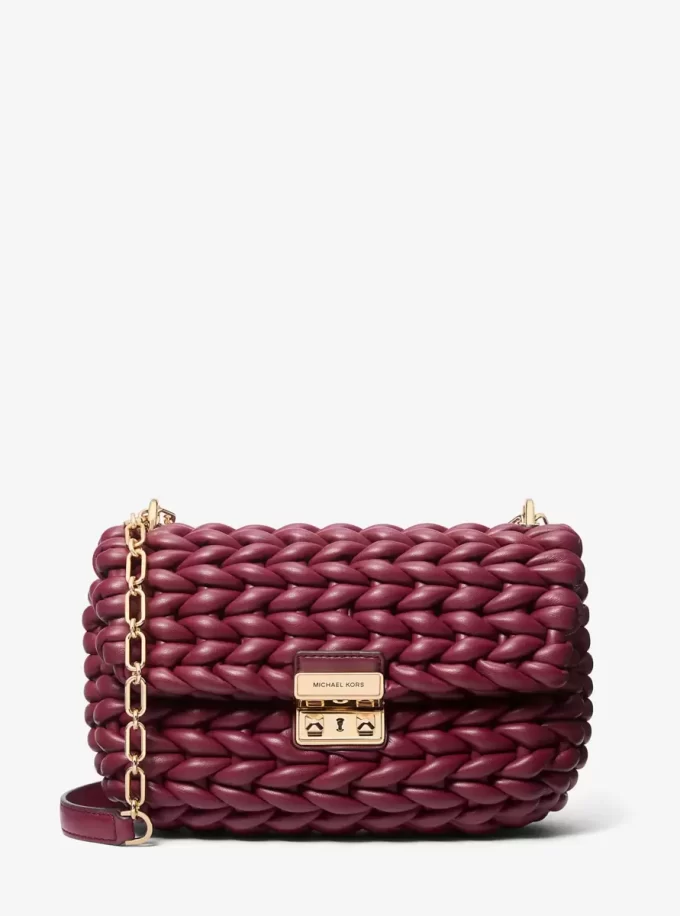 Große handgeflochtene Schultertasche Tribeca