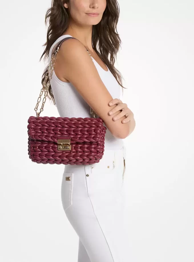 Große handgeflochtene Schultertasche Tribeca