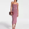 Gestreiftes Midikleid aus Stretch-Viskose-Mischgewebe