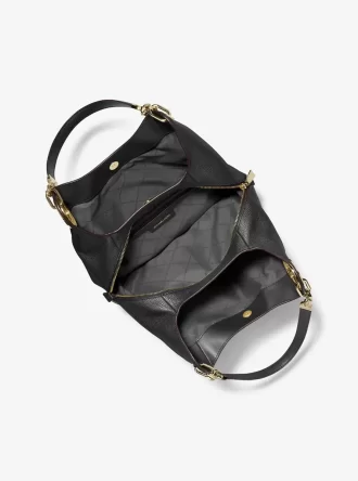 Große Lillie Schultertasche aus genarbtem Leder