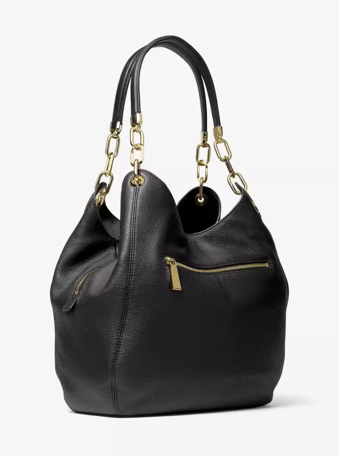 Große Lillie Schultertasche aus genarbtem Leder
